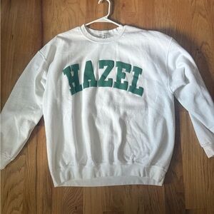 Hazel White and Green Sweatshirt